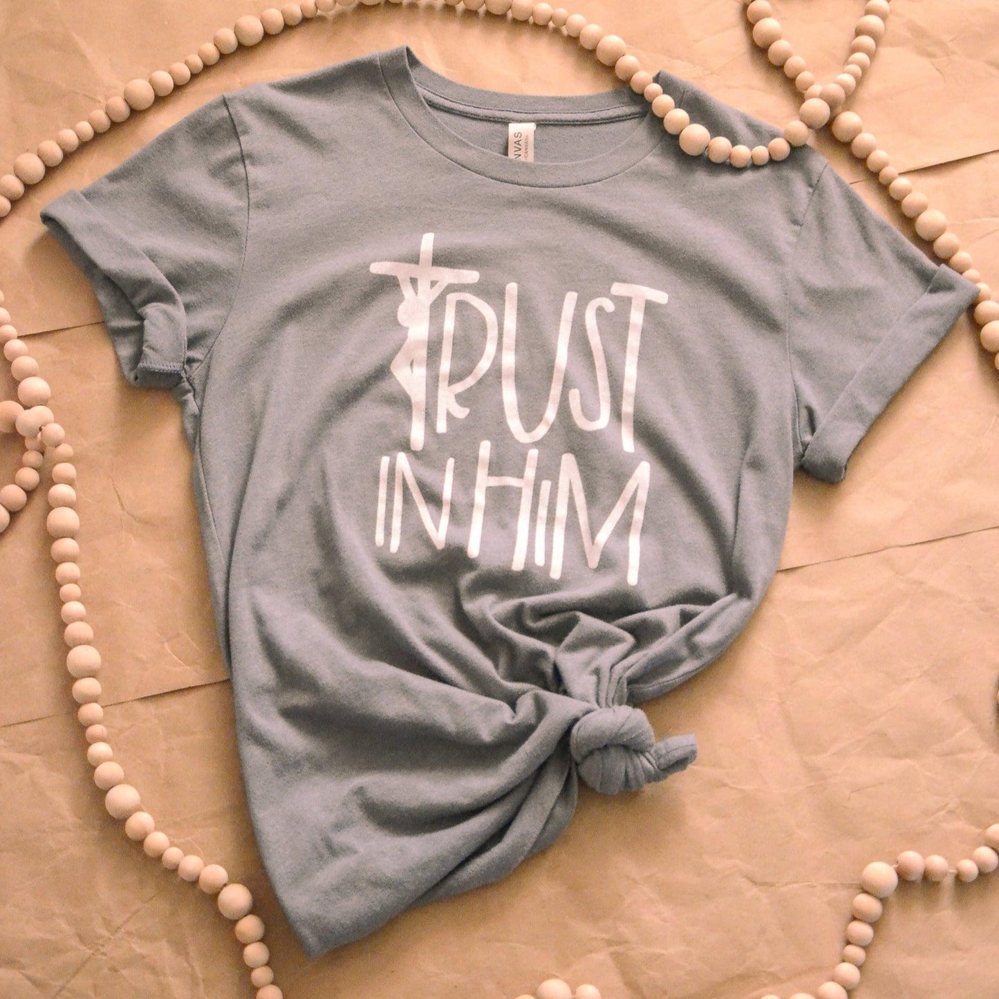 Trust in Him - Catholic Shirt - Blue