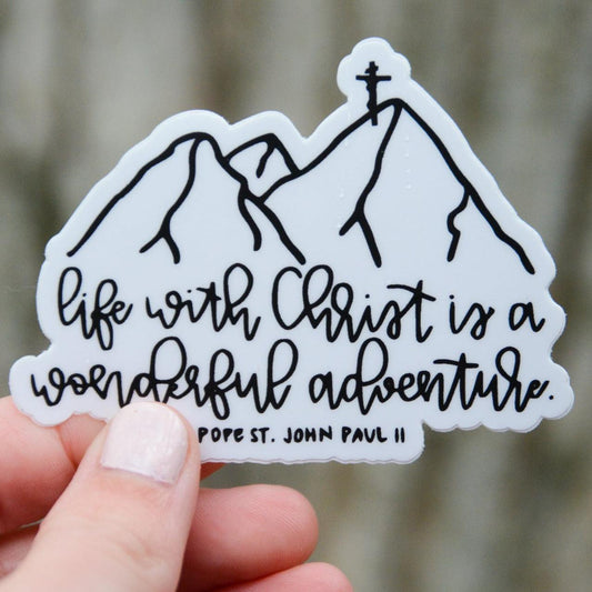 Life With Christ JPII Sticker - CURSIVE