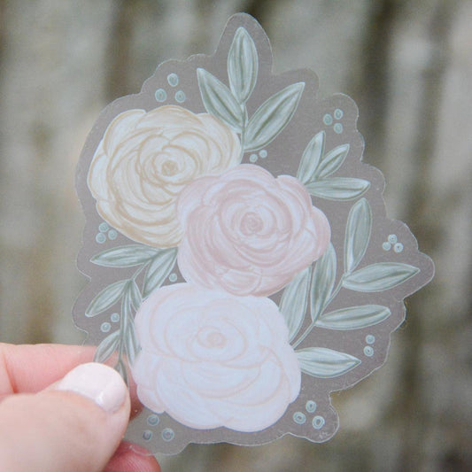 Orange and Pink Floral Vinyl Sticker