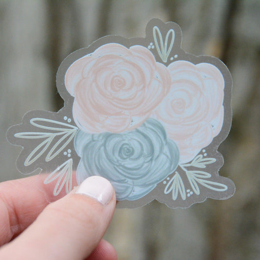 Blue and Pink Floral Vinyl Sticker