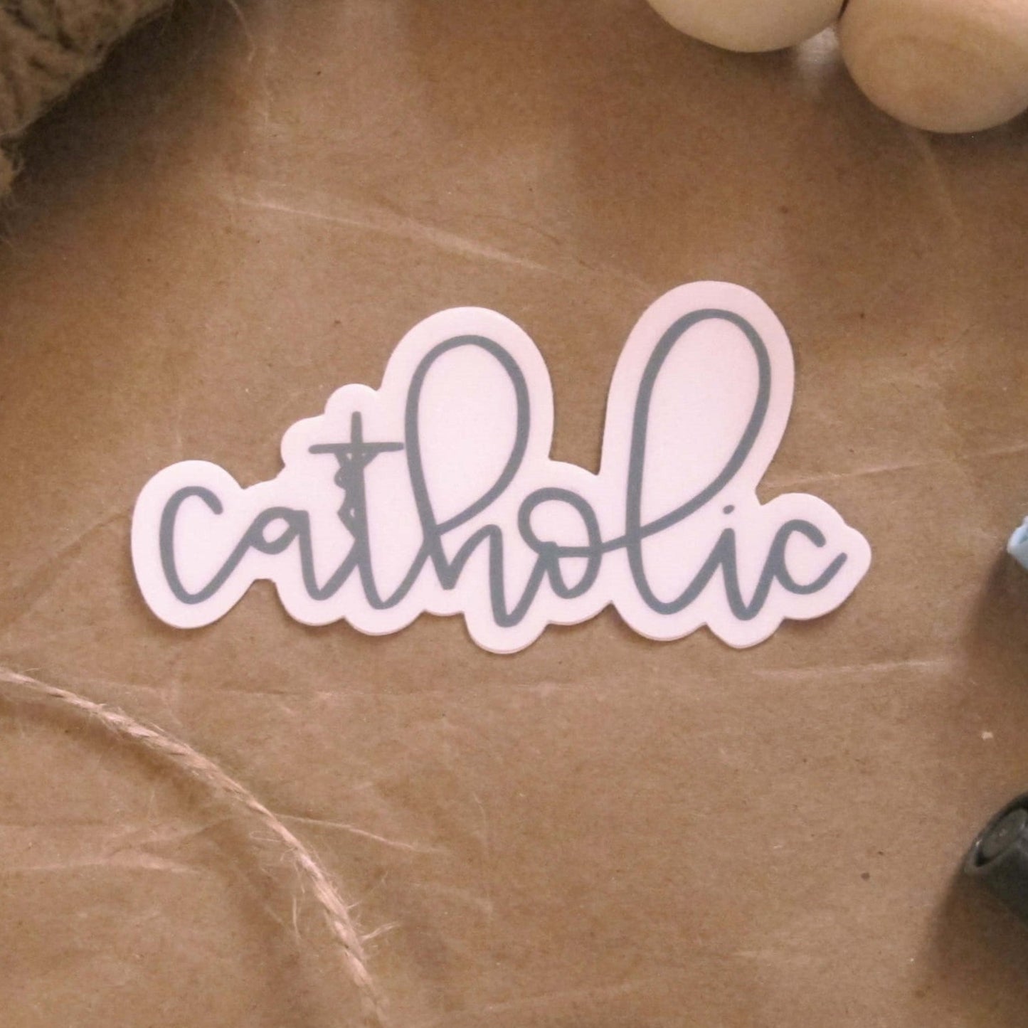 Catholic cursive vinyl sitcker