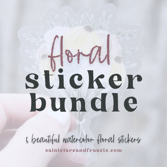 5 Pack- Catholic Floral Vinyl Stickers