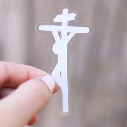 CLEAR Crucifixion Catholic Sticker