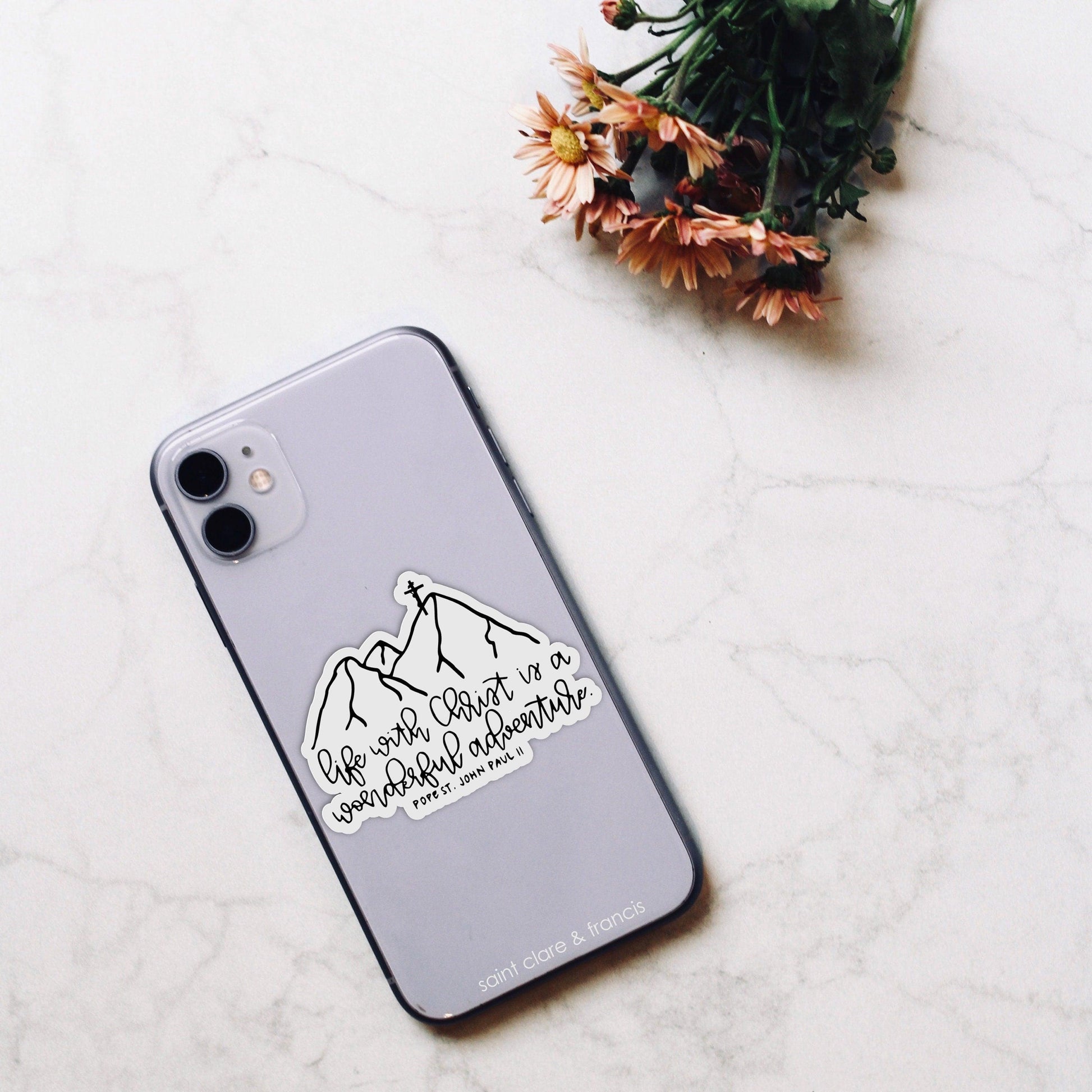 Life With Christ JPII Sticker - CURSIVE